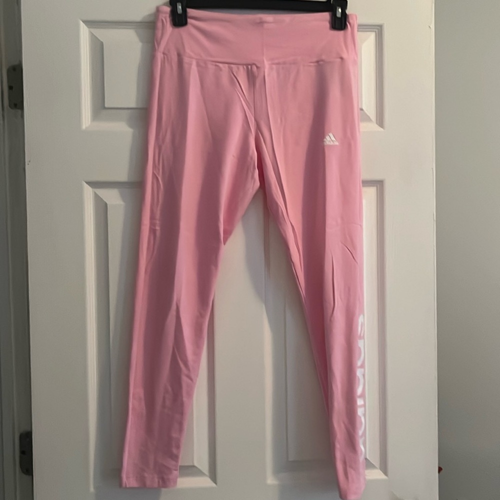Adidas pink and white logo leggings. Brand new new